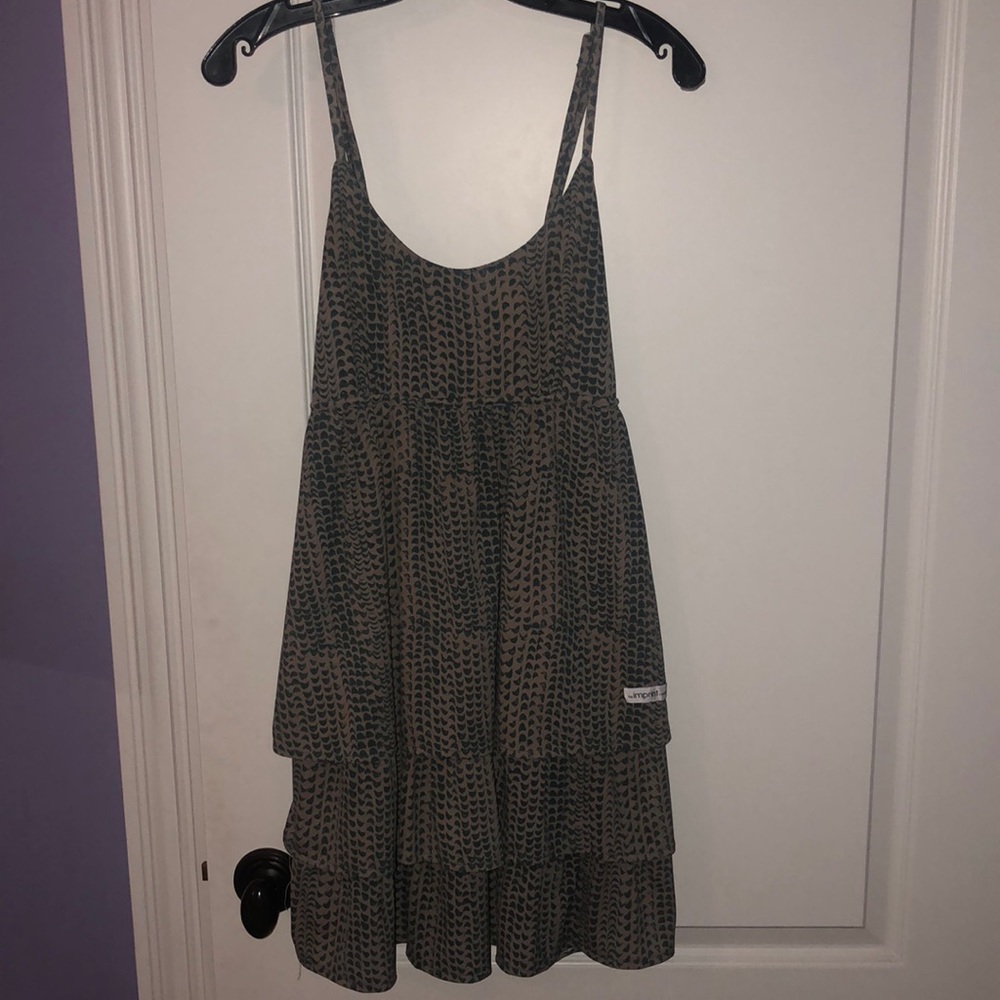 Patterned Olive Green/Tan Dress